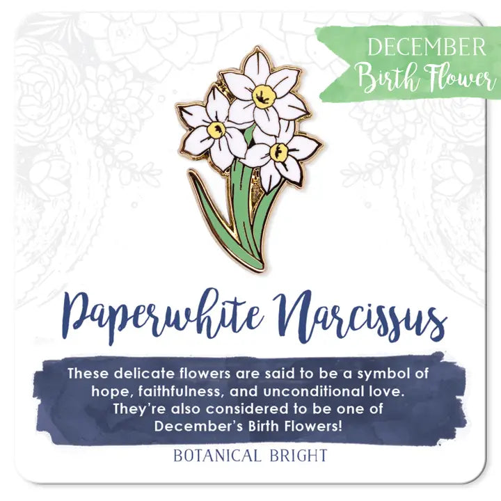 Botanical Bright Paperwhite Narcissus Enamel Pin