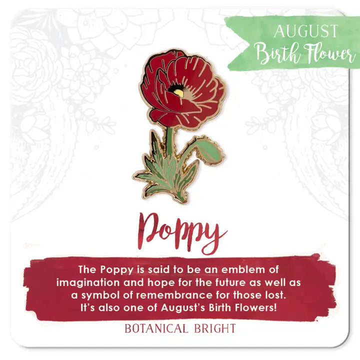Botanical Bright Red Poppy Enamel Pin
