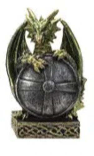 Dragon Statue Green Dragon Round Shield