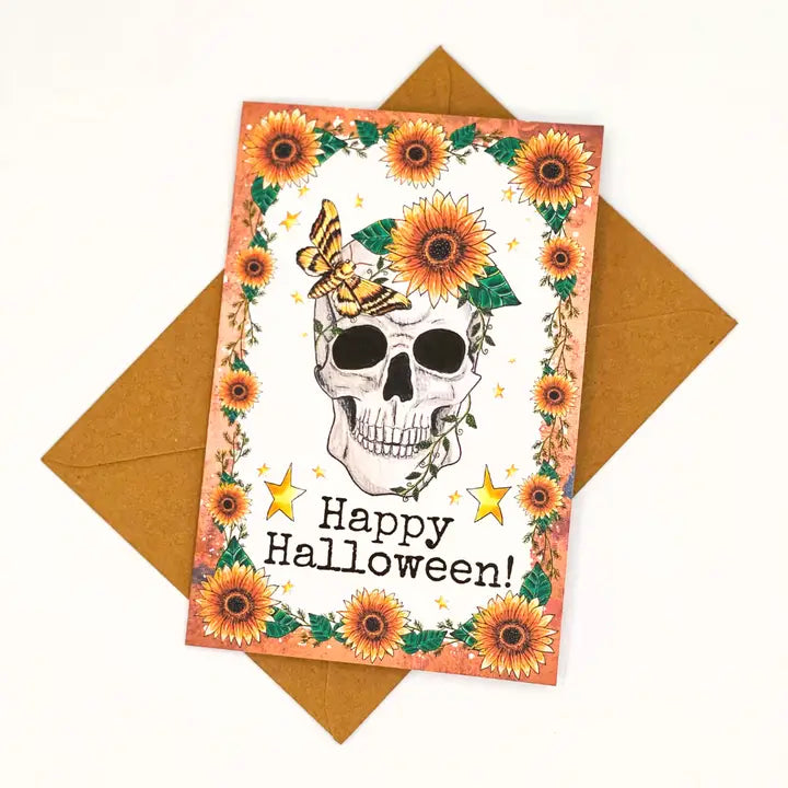 NMM 4x6 Spooky Skull Card Orange