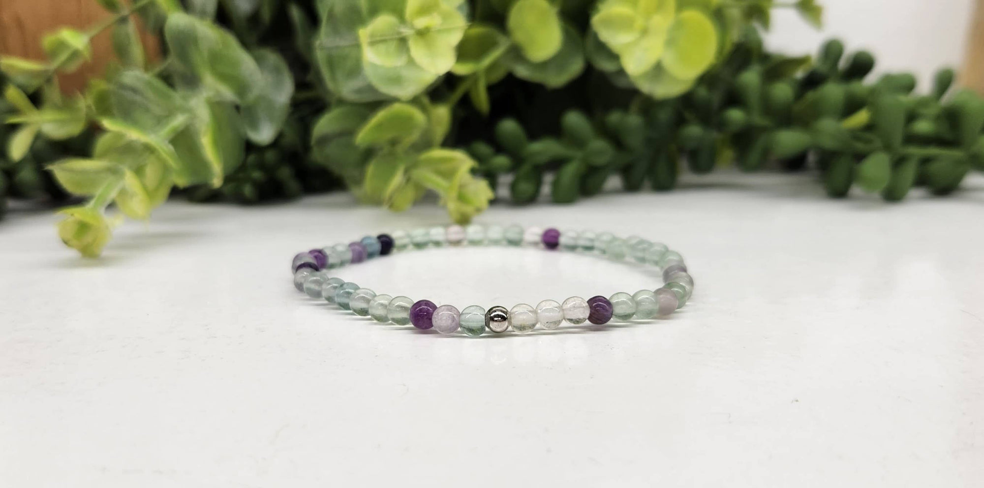 Rainbow Fluorite Stretchable Bracelet- 4MM