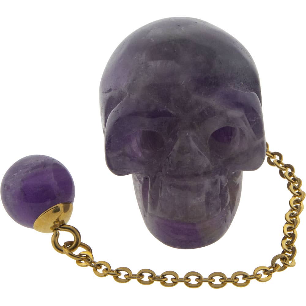 Gemstone Pendulum Skull - Amethyst