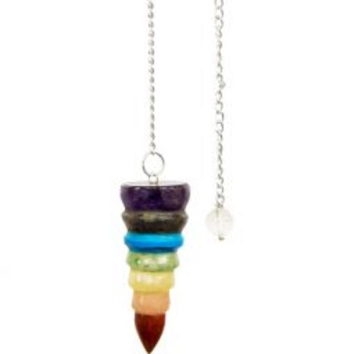 Chakras Carved Stone Pendulum