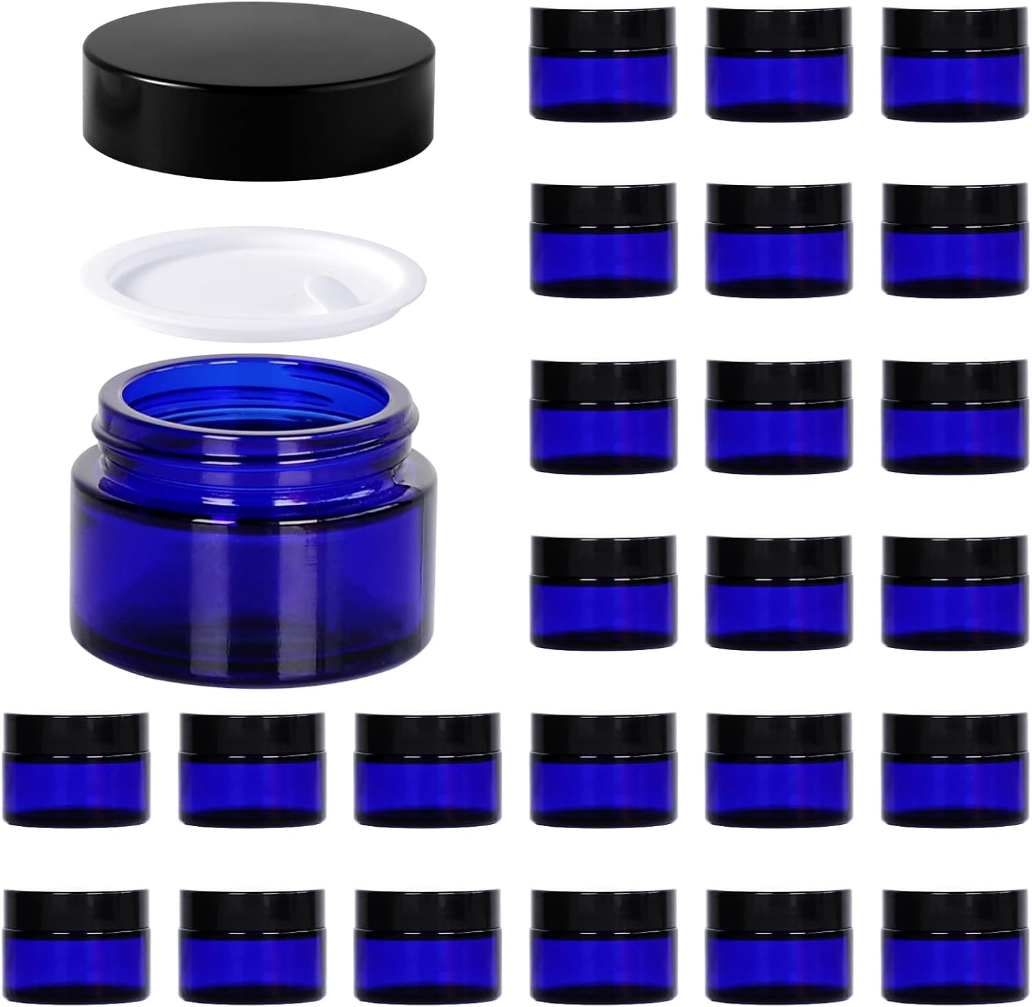 Blue Glass Apothecary Jars 1oz