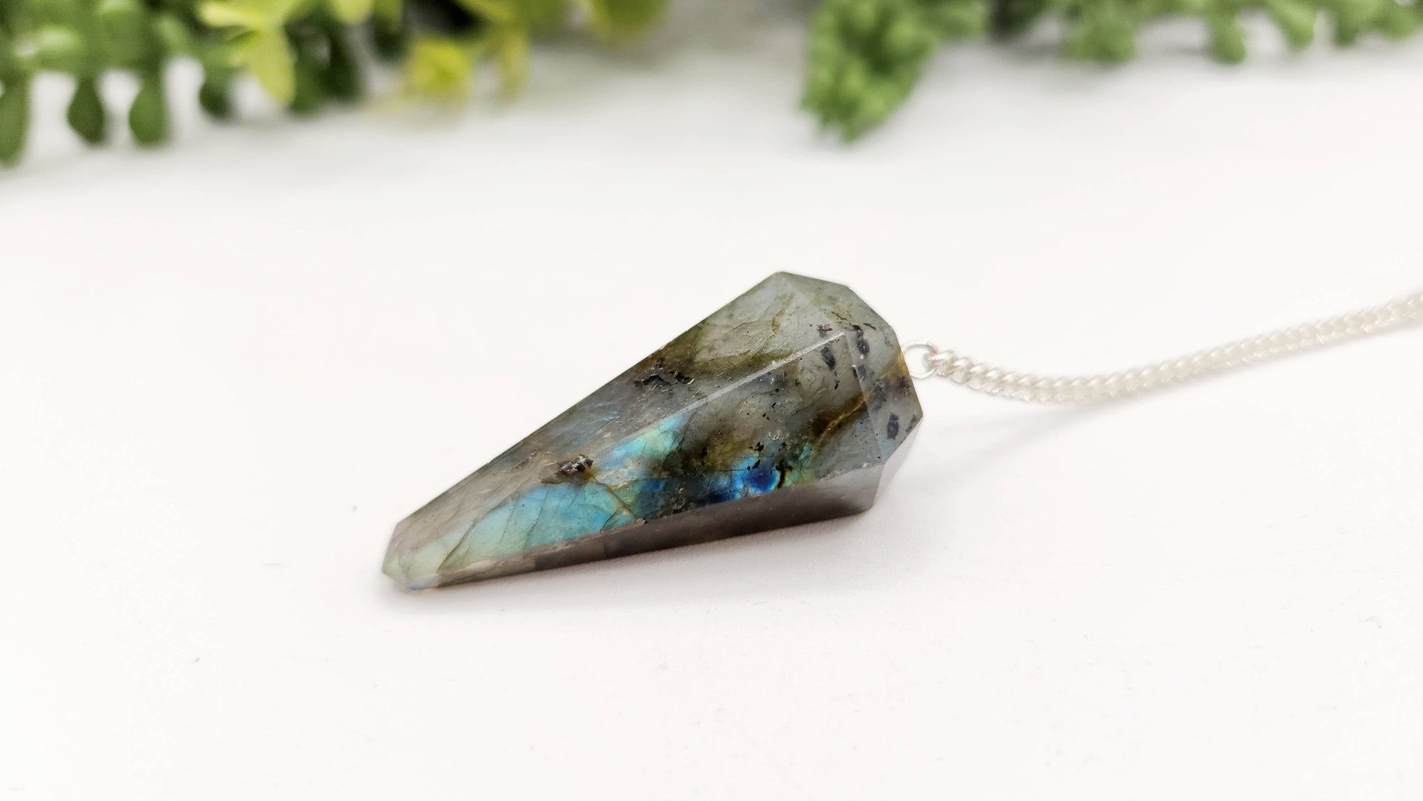 Labradorite Pendulum w/Silver Plated Chain