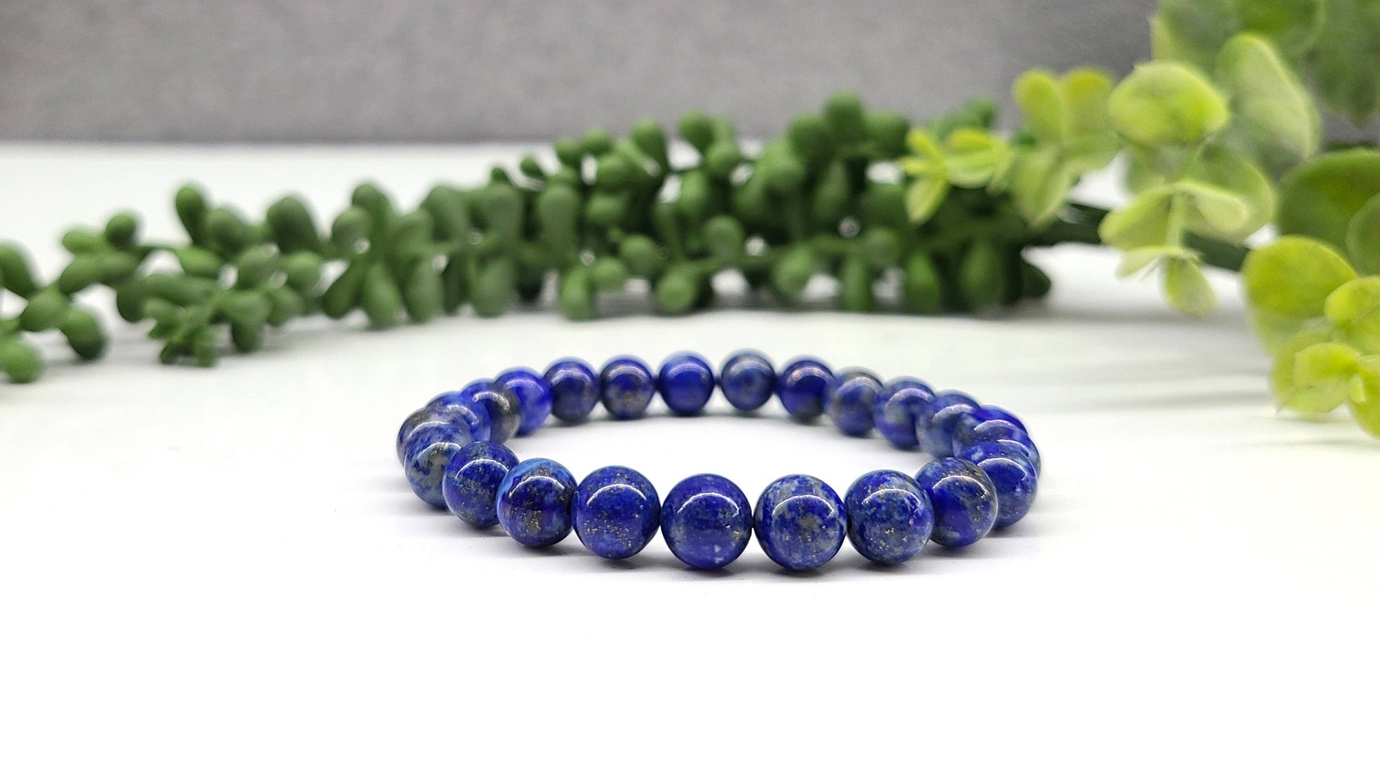 Lapis Lazuli Gemstone Bracelet Stretchable 8mm Beads,7.5"L