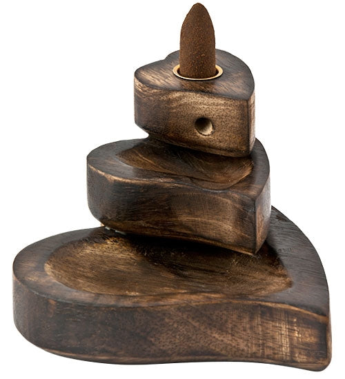 Double Heart Wooden Backflow Burner