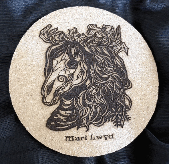 Mari Lwyd ~ Cork Coaster / Altar Tile