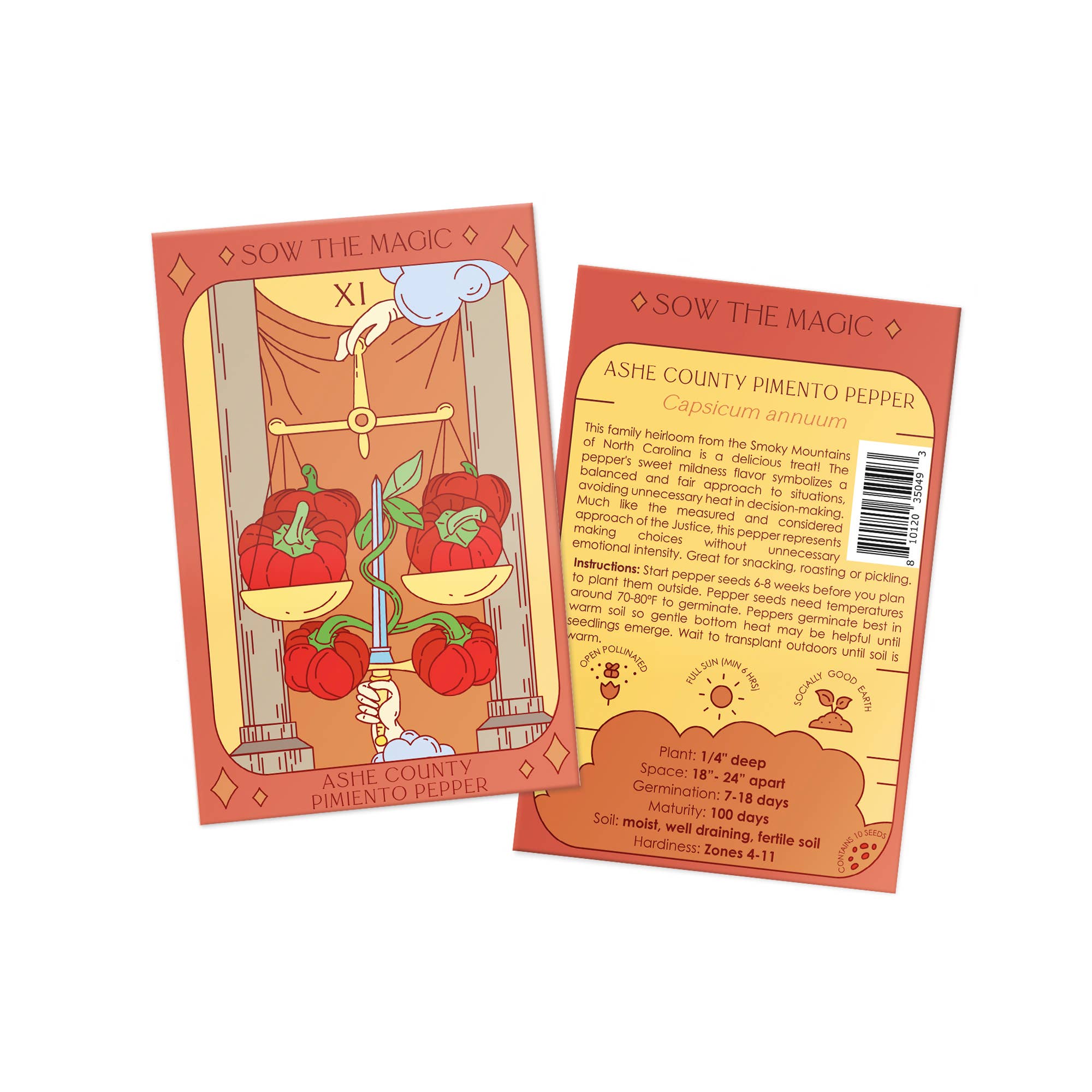 Ashe County Pimento Sweet Pepper Tarot Seed Packet