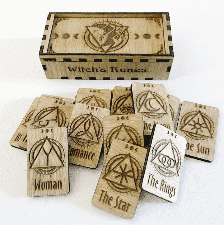 Witch's Rune Tiles in a Box