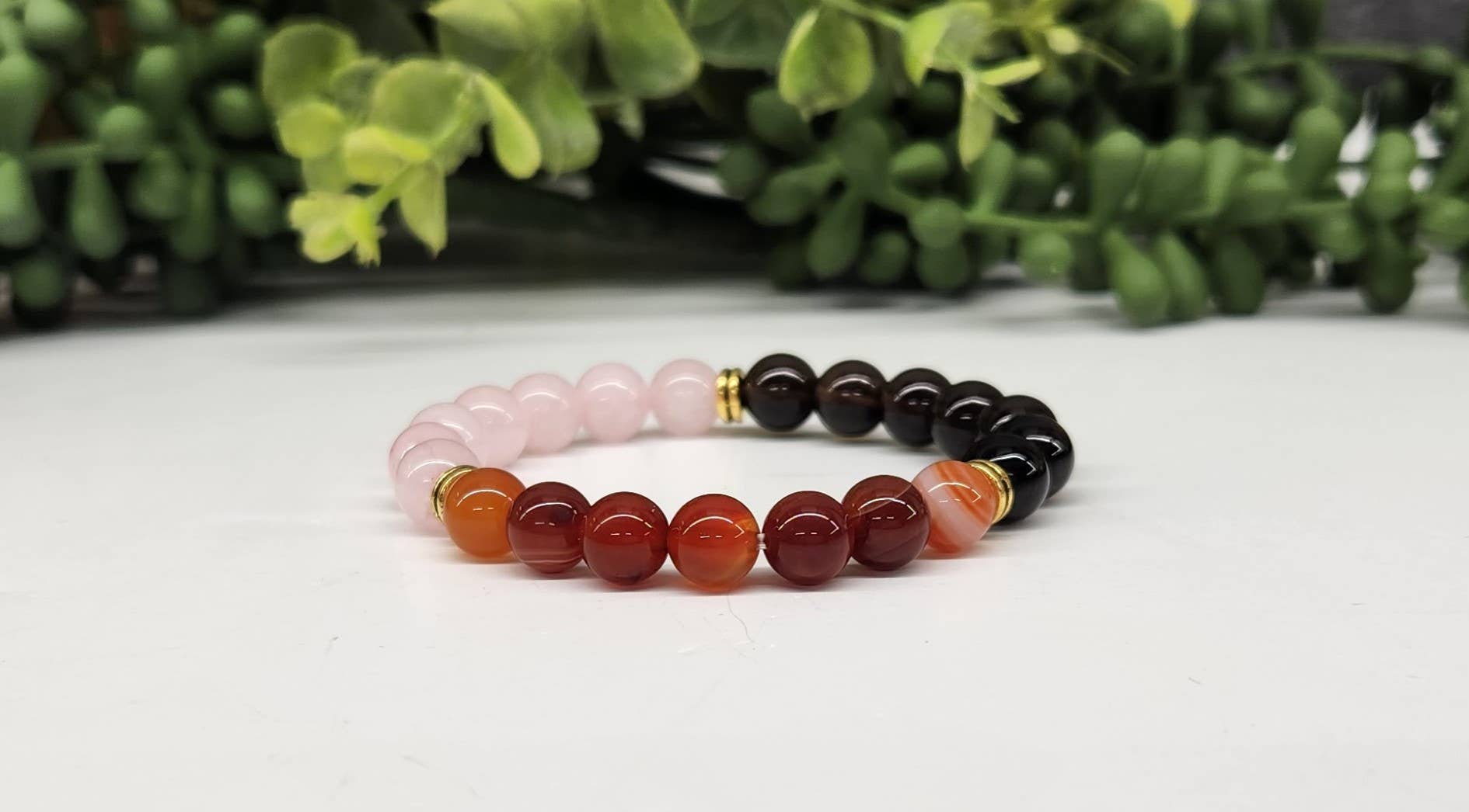 Carnelian/Rose Quartz/Smoky Quartz-Bracelet