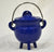 BLUE Cast Iron Cauldron w/lid 3"H 2.75"D