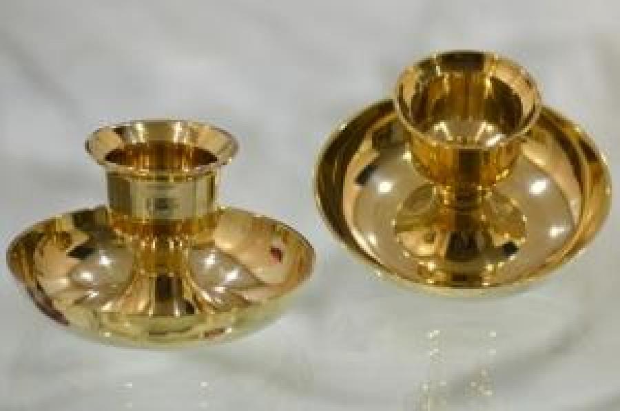 Brass Taper and Pillar Candle Holder 4.5"L 3"H