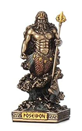 Small Greek Pantheon Poseidon Statue - Gold Finish