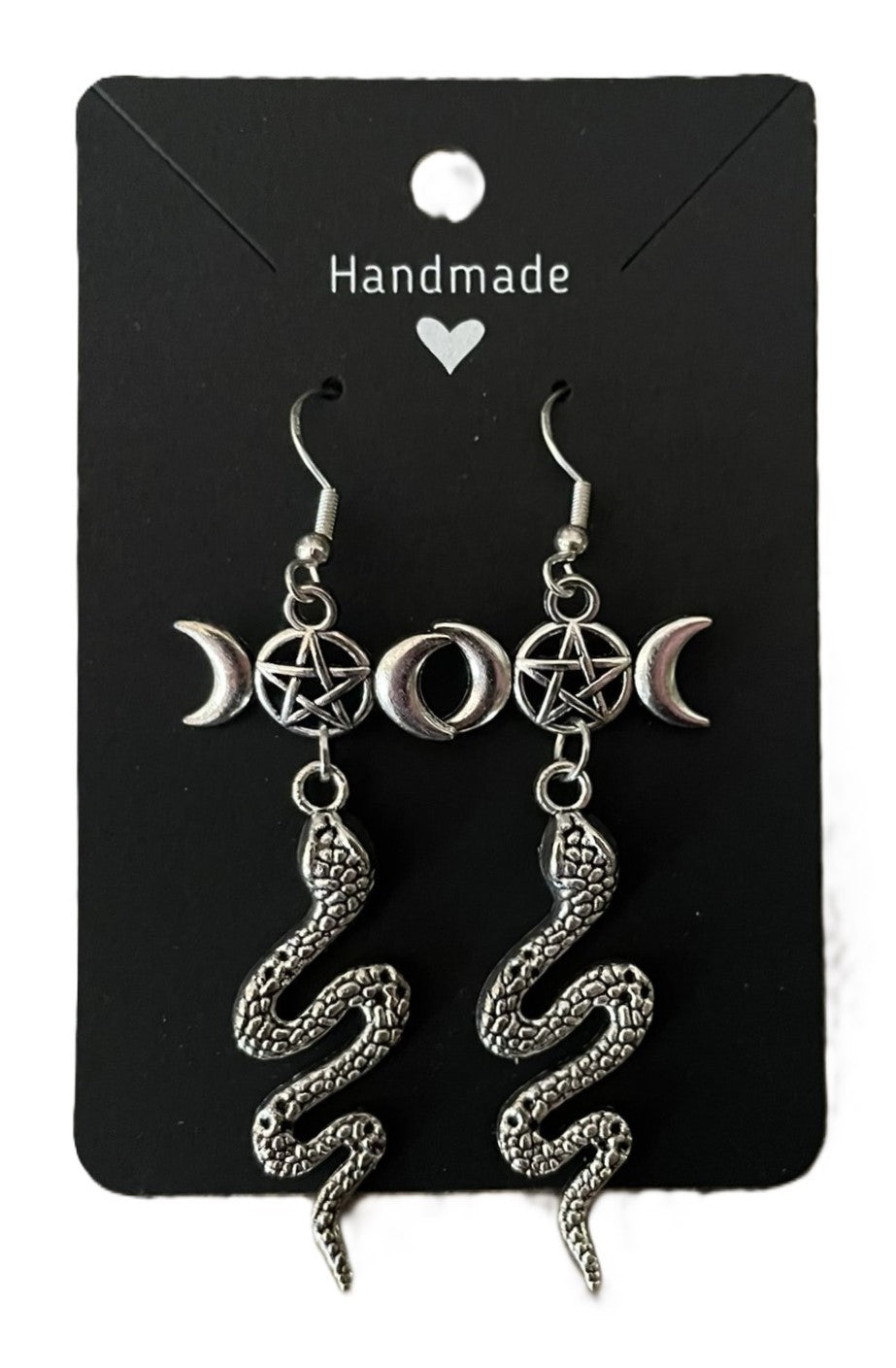 Snake Earrings with Moon Goddess