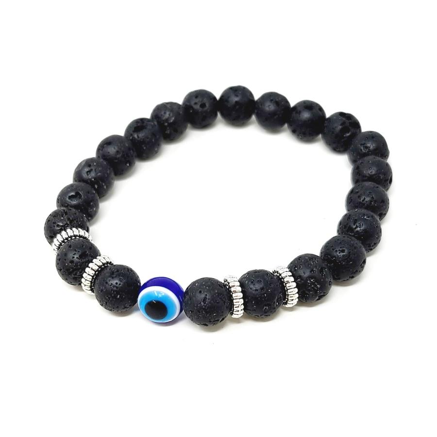 Evil Eye Lava Bead Bracelet