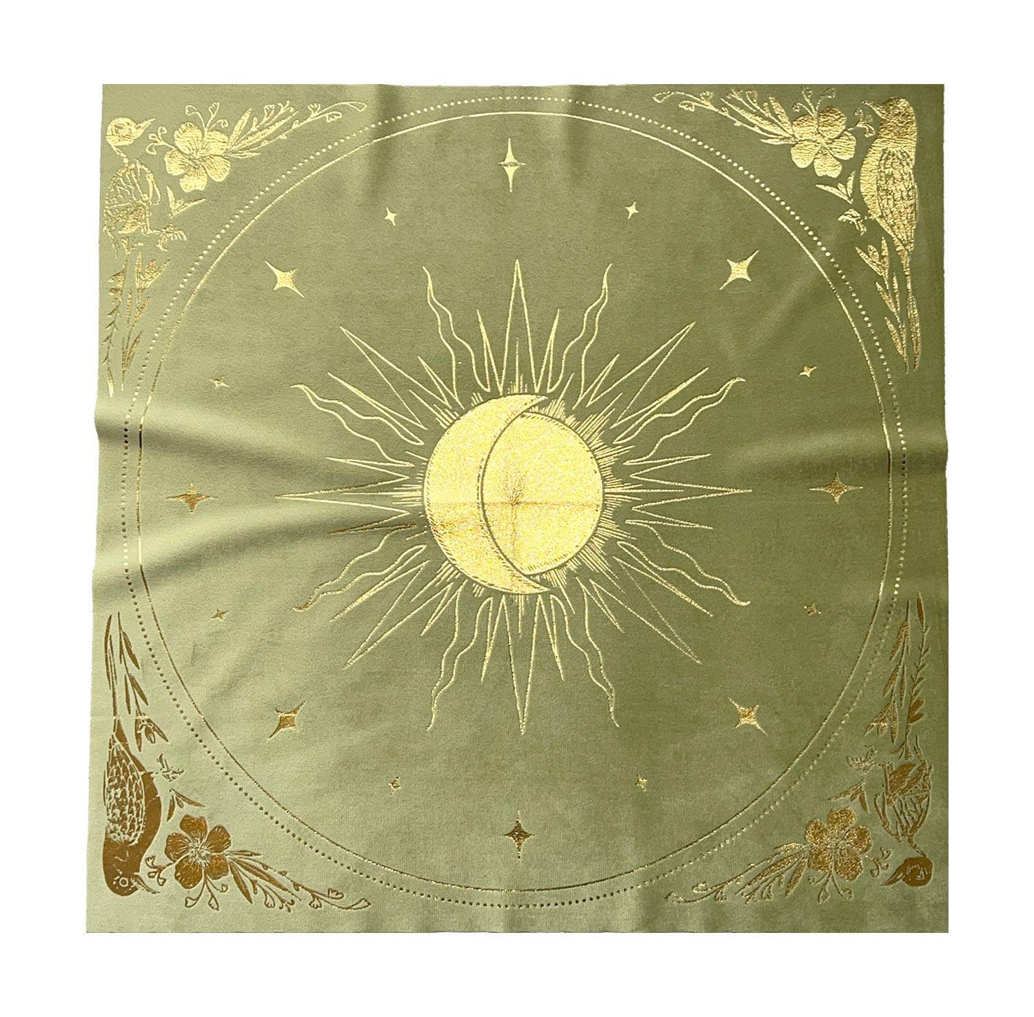 Velvet Altar Cloth - "Celestial": Tea Green Velvet + Gold Foil