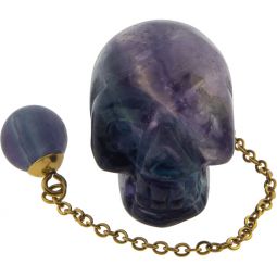 Gemstone Pendulum Skull - Rainbow Flourite