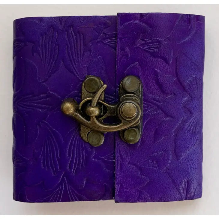 Purple Embossed Mini Leather Journal 3" x 3"