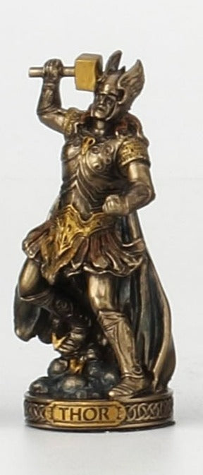 Small Norse God Thor Statue - Gold Finish